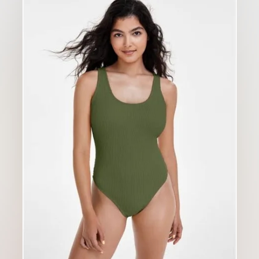 Cotton On Body Women's Low-Back Cheeky One-Piece Swimsuit Size XL Green